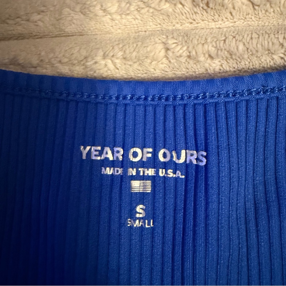 Year of Ours Ribbed Active Cami Blue Cropped Tank - Picture 3 of 5